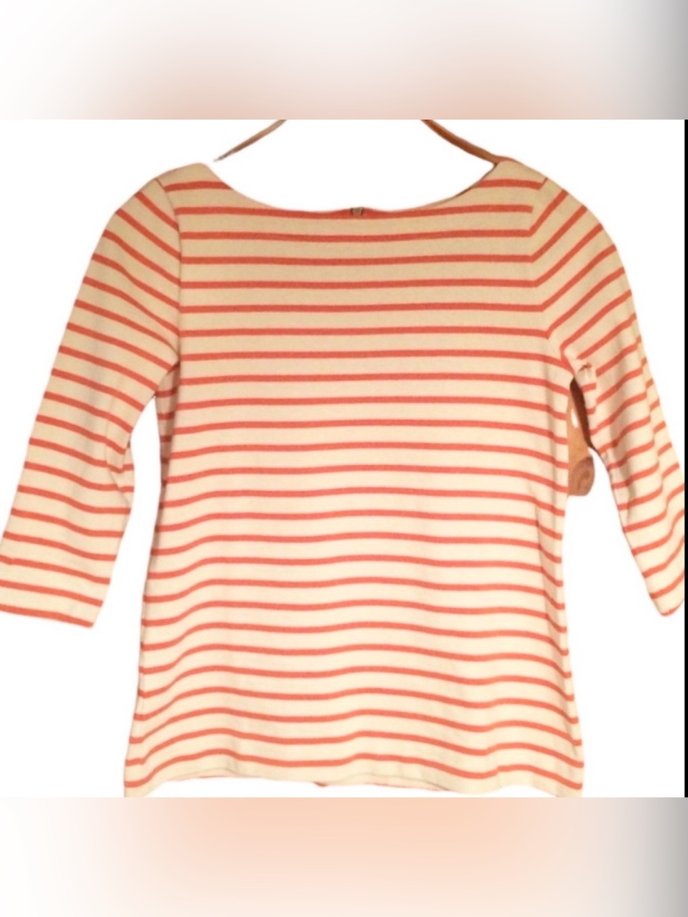 Loft (XS) boatneck orange stripe pullover top